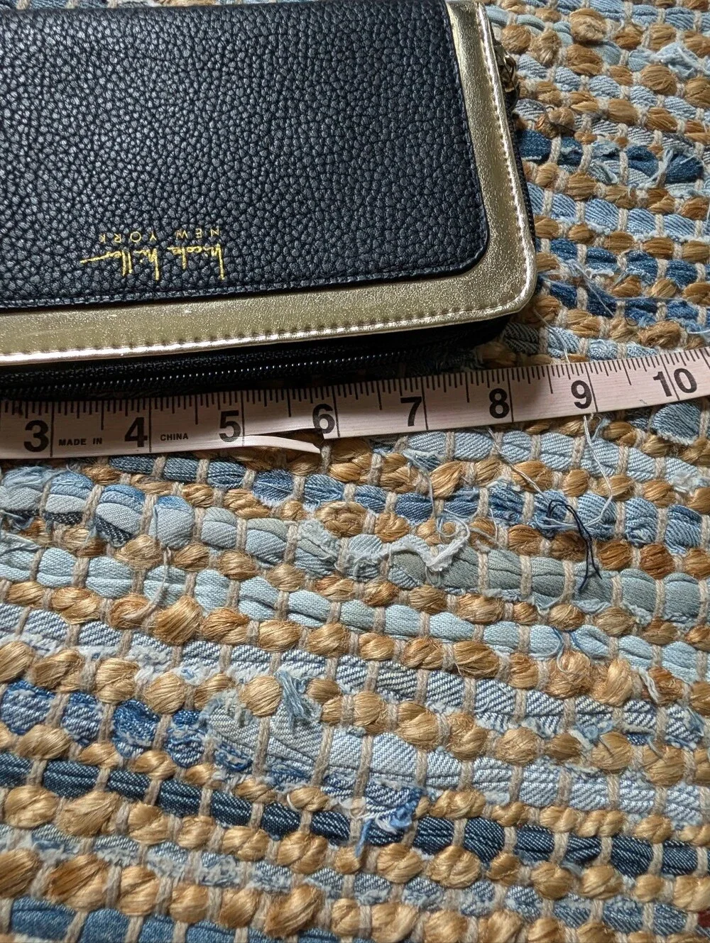 Nicole Miller New York Wallet Black Gold Zip Around Leopard Continental